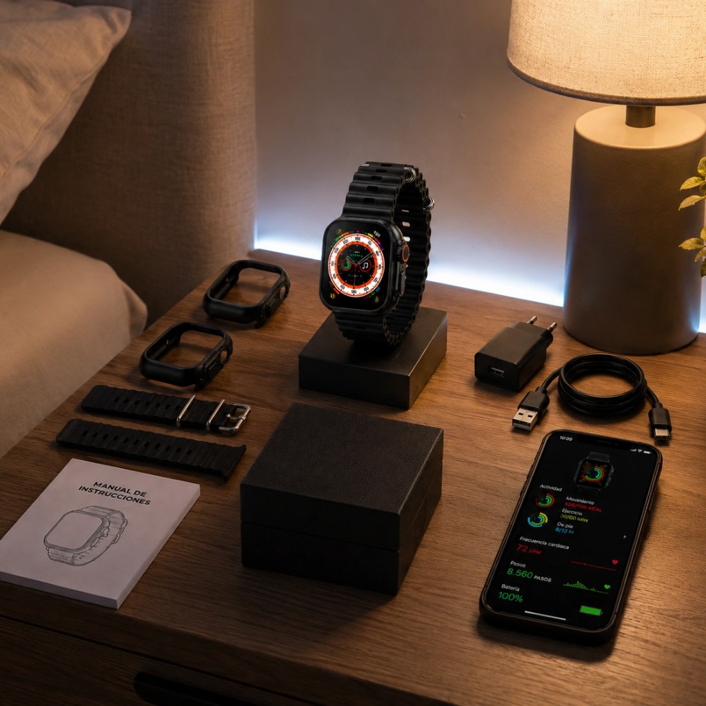 CoreSync junto a un smartphone mostrando registros de actividad y descanso